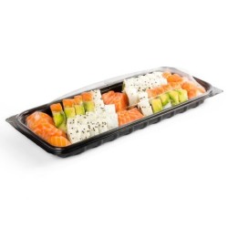 Bandeja Negra con tapa sushi (18 x 42 cm) x 50 unid