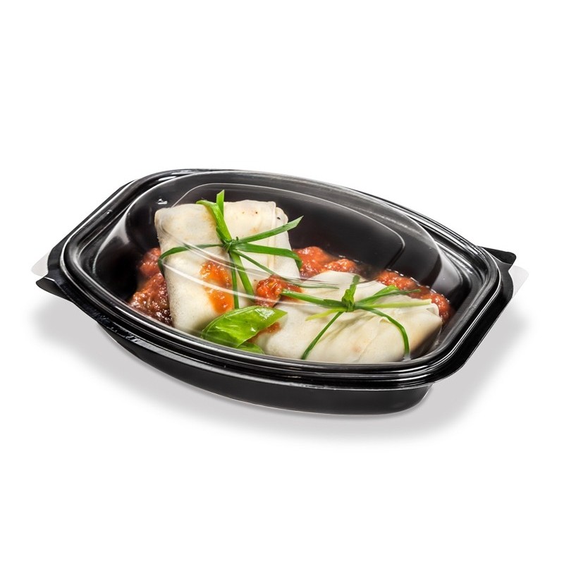Bandeja Sushi Negra PET con tapa Bandex (19x15) x 50
