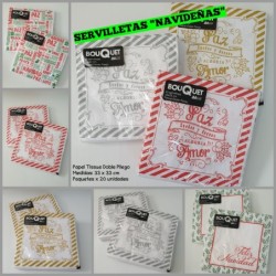 Servilletas Navideñas 33x33 D/Pliego (pack x 20 unid)