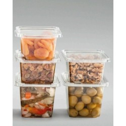 Pote Cuadrado PET 390 con Tapa con Precinto de Seguridad (x 100)