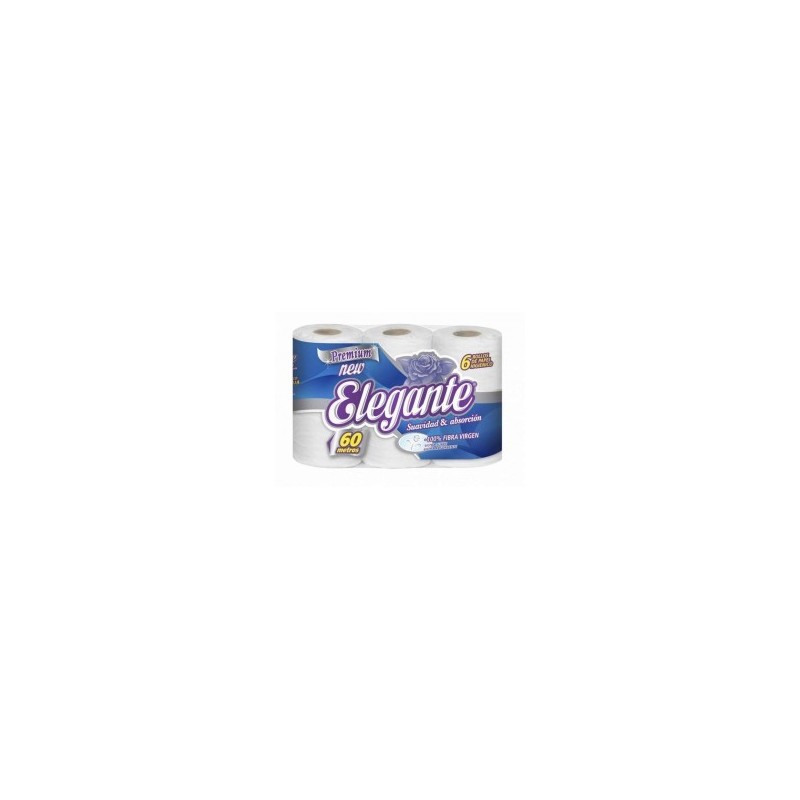 Papel Higiénico Elegante Blanco (6 rollos x 60 mts)