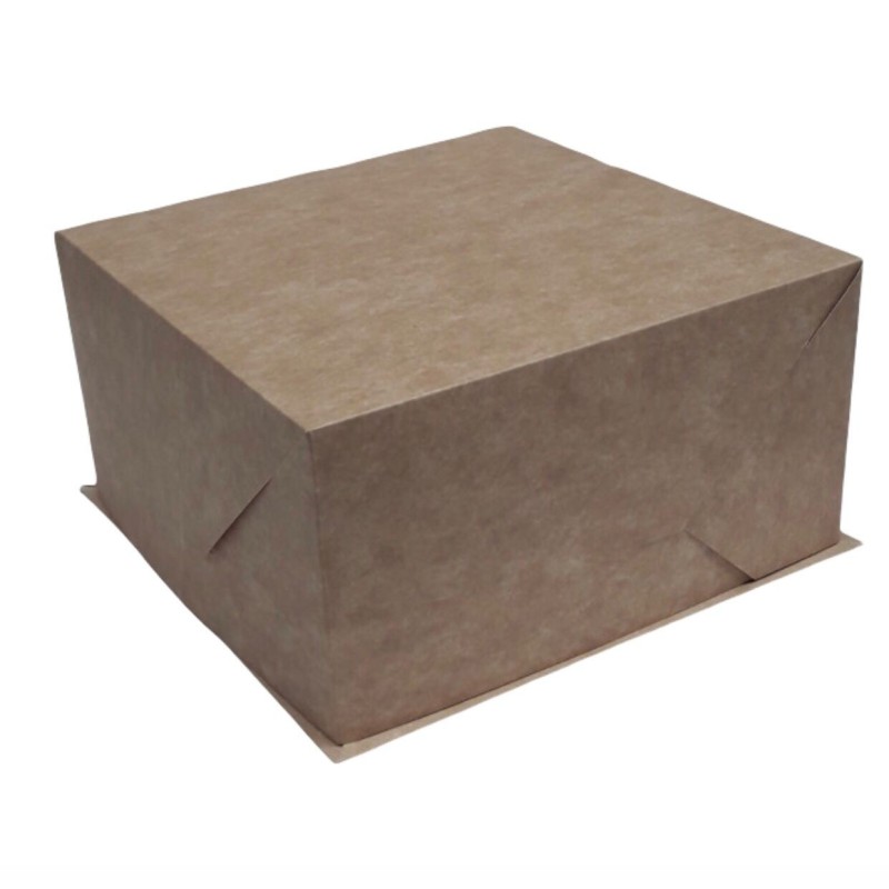 Caja Torta KRAFT + Tapa 25 x 25 x 15 cm (x 10)