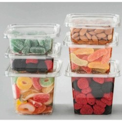 Pote Cuadrado PET 500 con Tapa con Precinto de Seguridad (x 100)