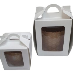 Caja Blanca Pan Dulce con Visor (105 x 105 h: 11 cm) x 10