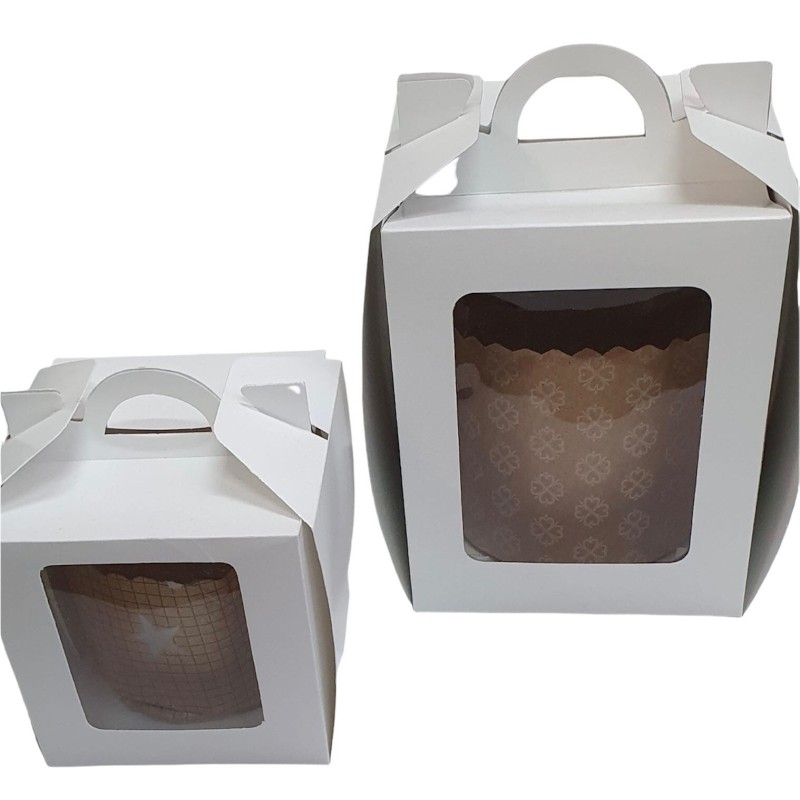 Caja Blanca Pan Dulce con Visor (105 x 105 h: 11 cm) x 10