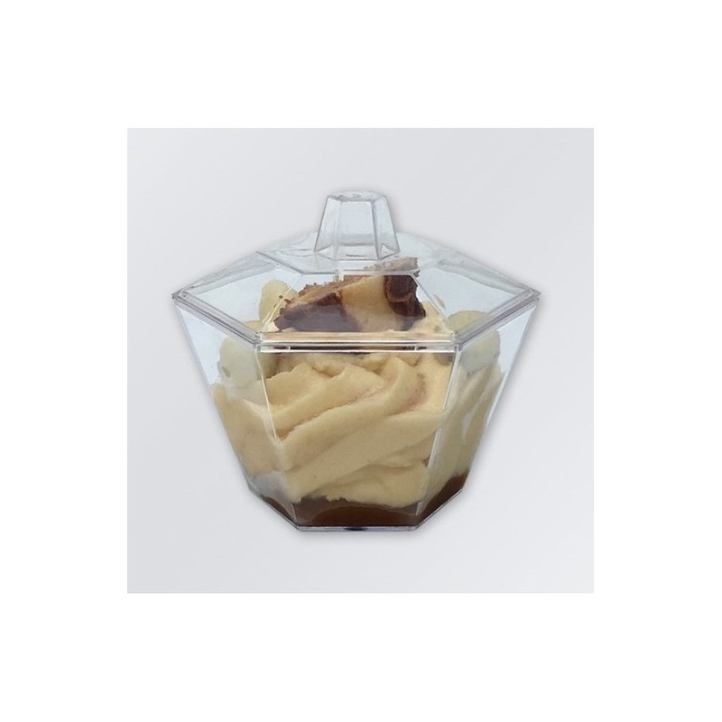 Bowl Hexagonal con tapa 100 cc (75 x 66 x 65) GA 182- x 24 un