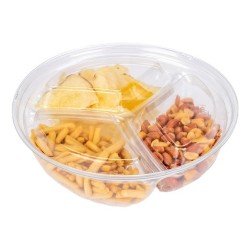 Bowl Cristal Redondo 720 cc con 3 Divisiones + Tapa (x 100 unid)