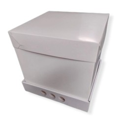 Caja Torta Micro Blanca + Tapa Cartulina Alta 25 x 25 x 25 cm (x 1)