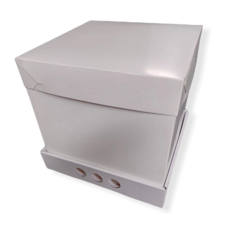 Caja Torta Micro Blanca + Tapa Cartulina Alta 25 x 25 x 25 cm (x 1)