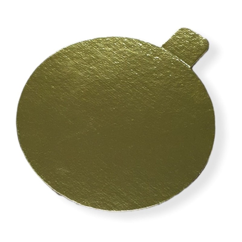 Disco Cartón ORO Metalizado 10 cm con pestaña (x 100)