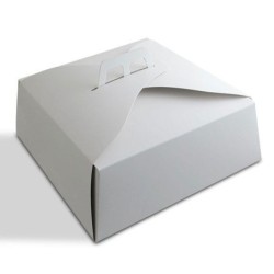 Estuche Torta Blanco con manija 27 x 27 x 15 cm (x 10 unid)