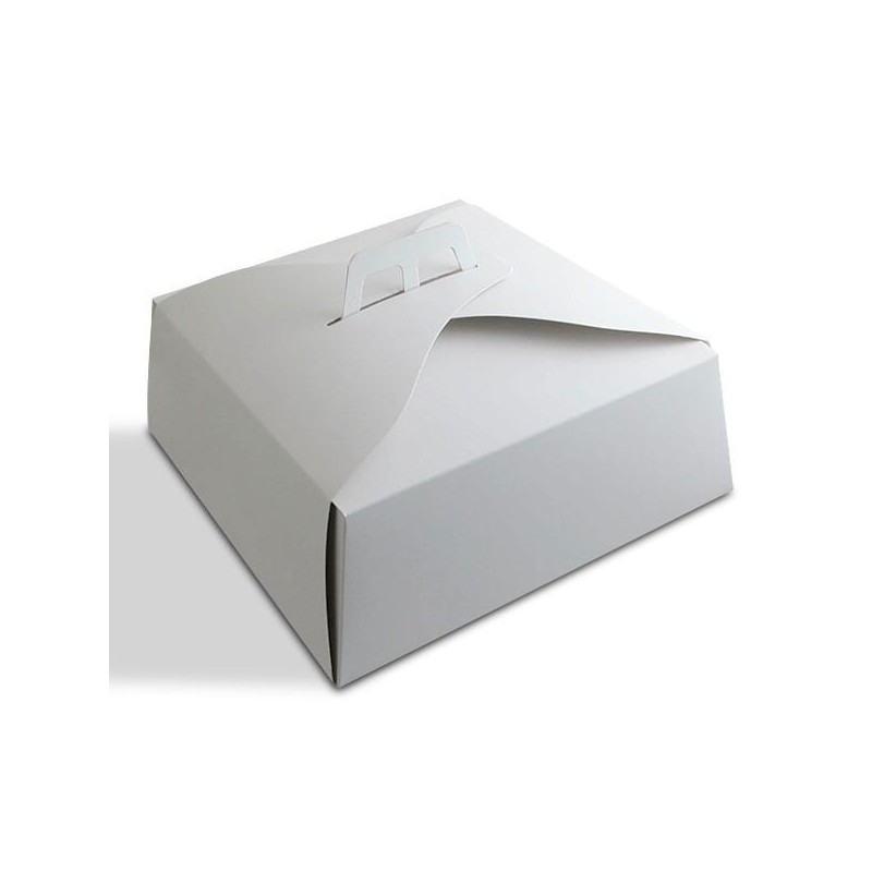 Estuche Torta Blanco con manija 27 x 27 x 15 cm (x 10 unid)