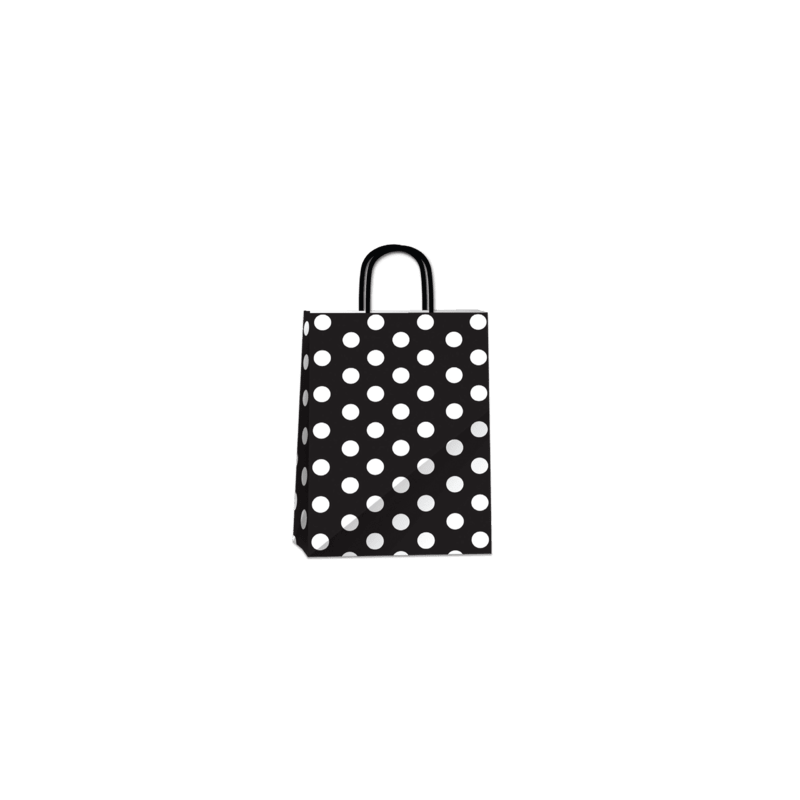 Bolsa Lunares Blancos 30 x 12 x 41 con  manija