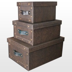 Caja Jean con Manijas Simil Cuero Jean 39 x 30 x 18 cm