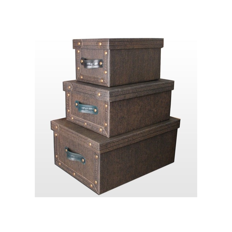 Caja Jean con Manijas Simil Cuero Jean 39 x 30 x 18 cm