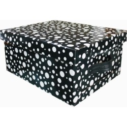Caja Lunares con Manijas Simil Cuero Negra 48 x 26 x 22